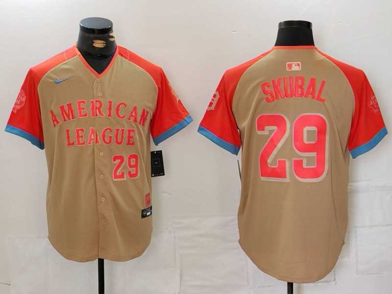 Men%27s Detroit Tigers #29 Tarik Skubal Number Cream 2024 All Star Limited Stitched Jersey